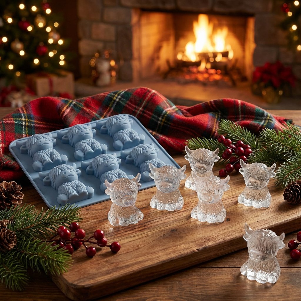 ⏳Last Day Special Price $6.99!!🐮 Mini Highland Cow Ice Cube Mold – Cute 3D Ice for Drinks, Parties & Gifts