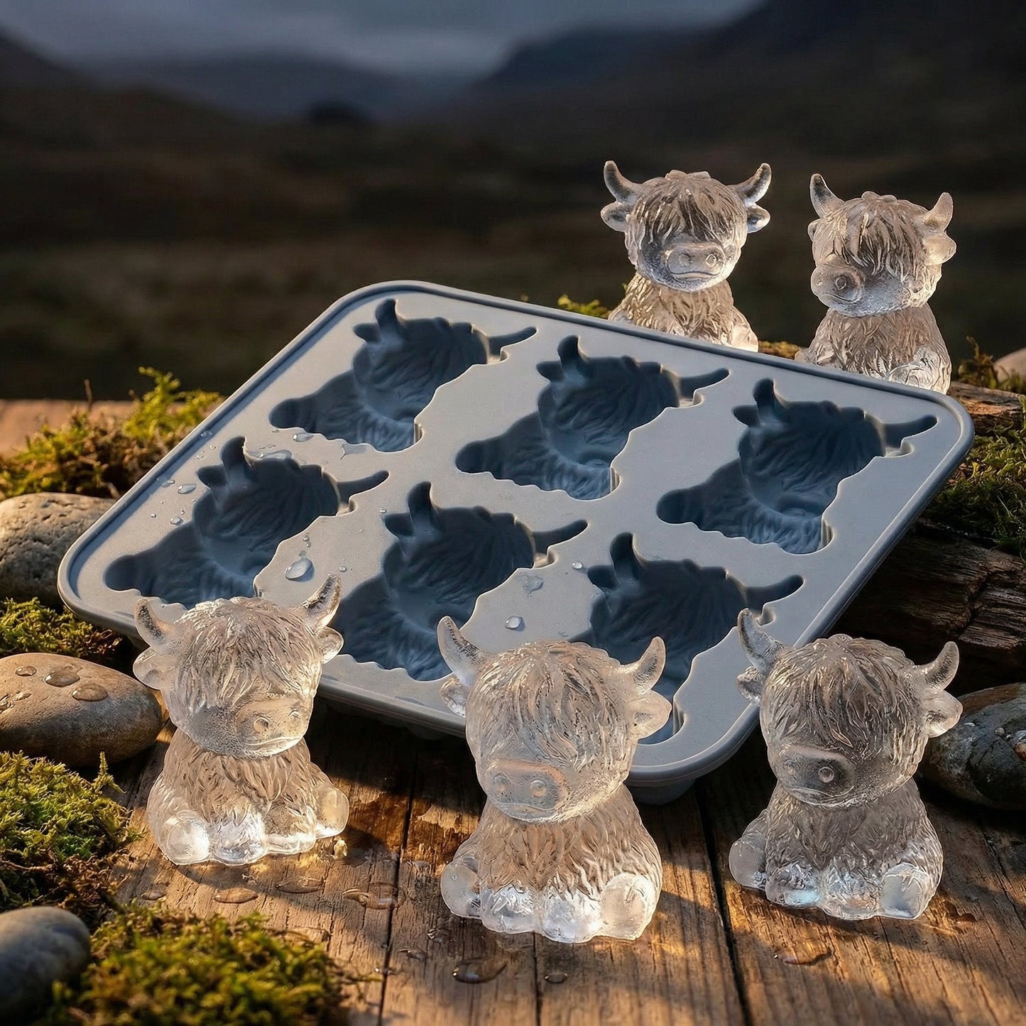 ⏳Last Day Special Price $6.99!!🐮 Mini Highland Cow Ice Cube Mold – Cute 3D Ice for Drinks, Parties & Gifts