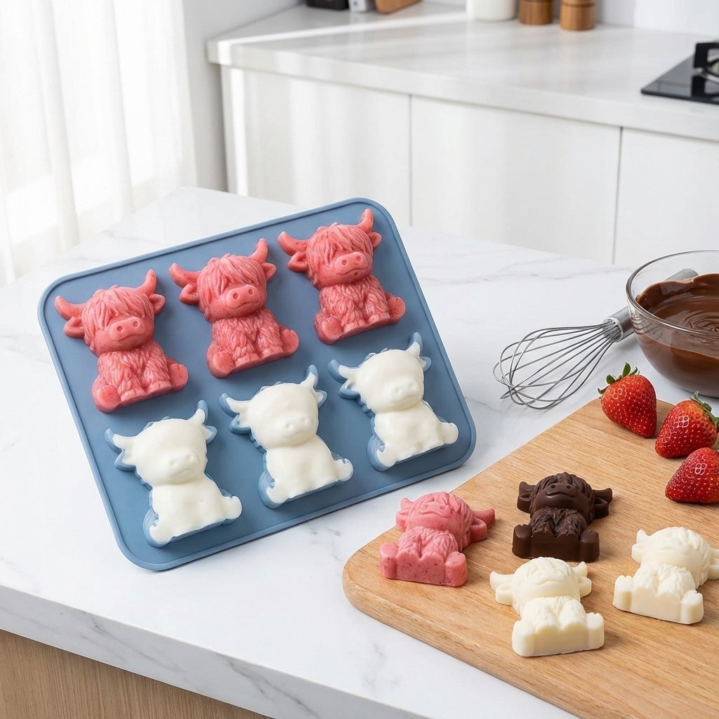 ⏳Last Day Special Price $6.99!!🐮 Mini Highland Cow Ice Cube Mold – Cute 3D Ice for Drinks, Parties & Gifts